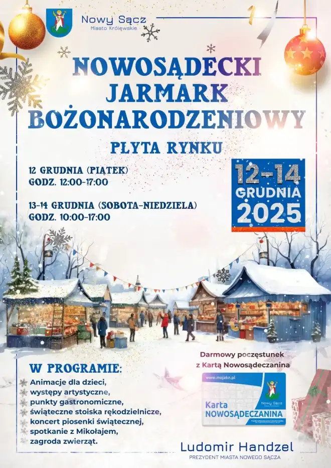 Mikołaj, koncerty i rękodzieło. Nowosądecki Jarmark Bożonarodzeniowy już wkrótce