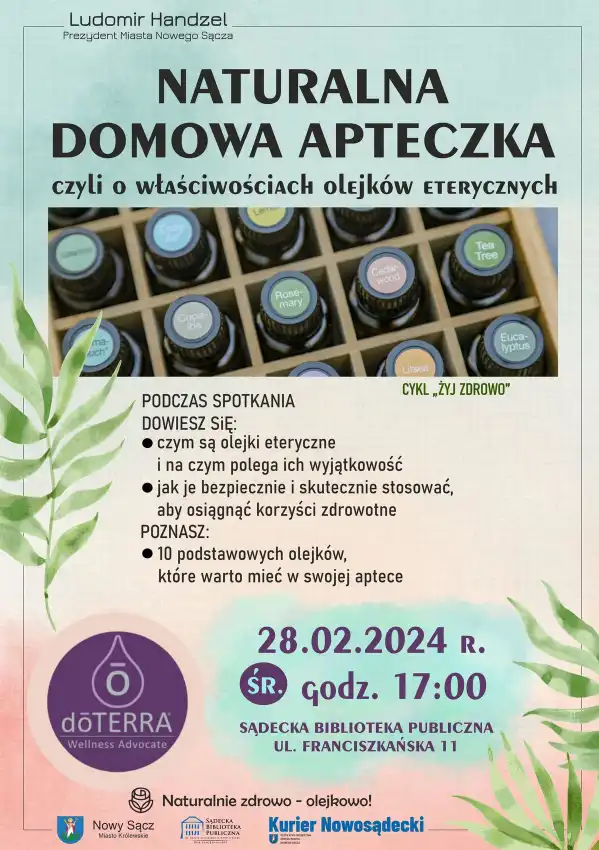 28 lutego w Sądeckiej Bibliotece Publicznej spotkanie z cyklu „Żyj zdrowo” poświęcone aromaterapii