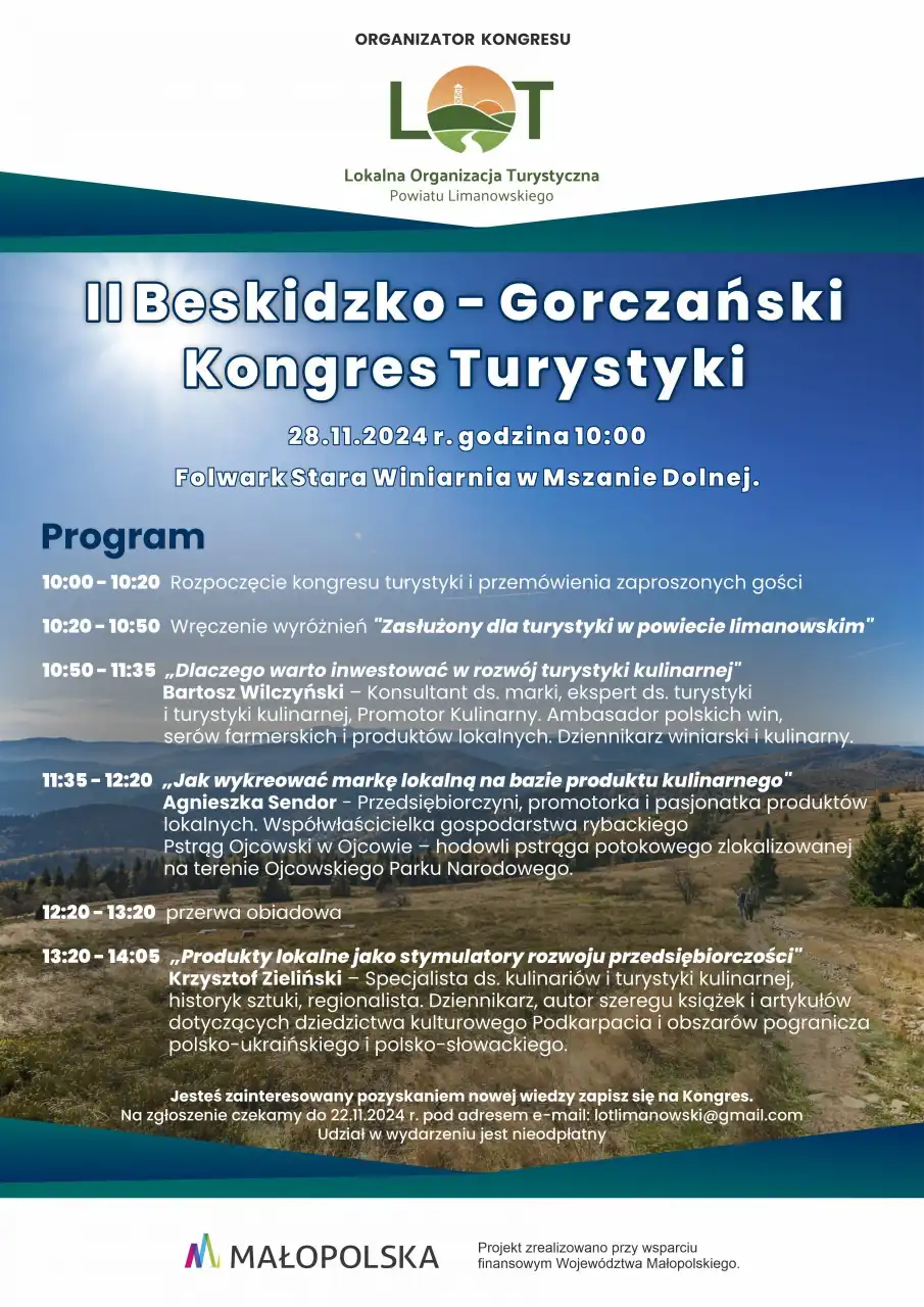 Kulinarne inspiracje i lokalne marki. Zapraszamy na Kongres Turystyki w Mszanie Dolnej