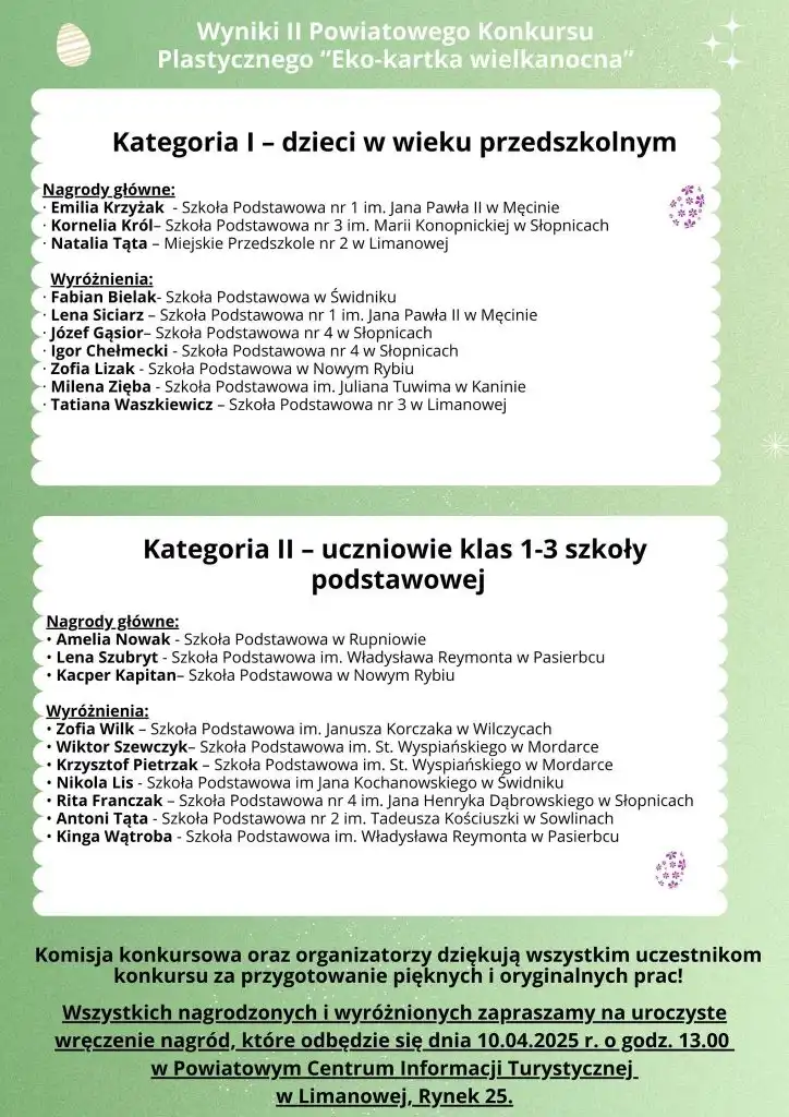 Powiatowy Konkurs „Eko-kartka Wielkanocna”. Połączenie tradycji z ekologiczną kreatywnością