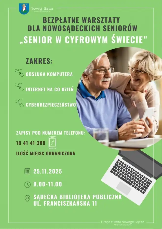 Bezpłatne warsztaty komputerowe dla seniorów w Nowym Sączu