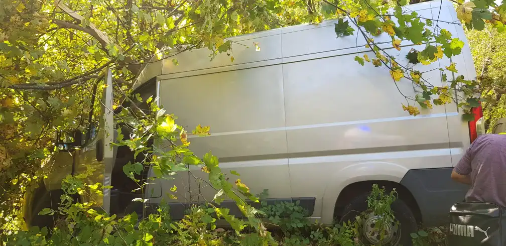 Leluchów. Wypadek samochodu dostawczego. Pojazd zjechał z drogi i uderzył w drzewa