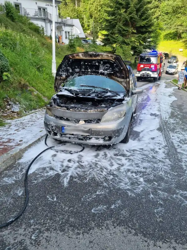Krynica-Zdrój: Na drodze gminnej płonął samochód osobowy
