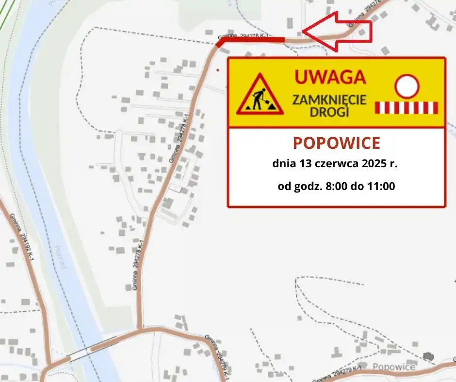 Uwaga kierowcy! Zamknięcie drogi w Popowicach
