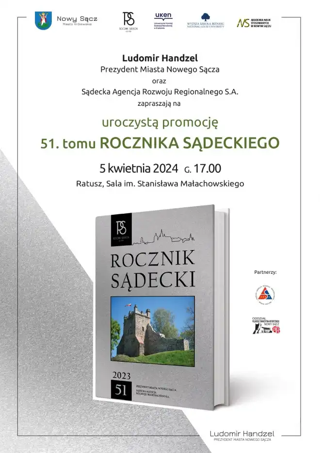 5 kwietnia uroczysta promocja 51. tomu "Rocznika Sądeckiego"