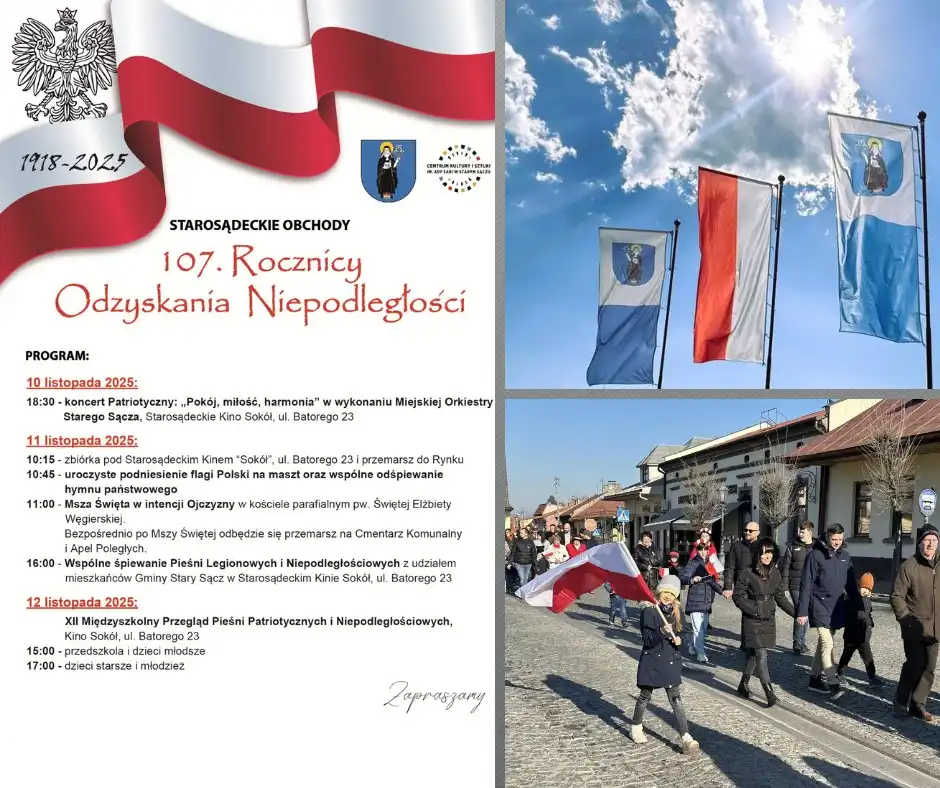 Obchody Narodowego Święta Niepodległości w Krynicy-Zdroju, Starym Sączu oraz Łącku