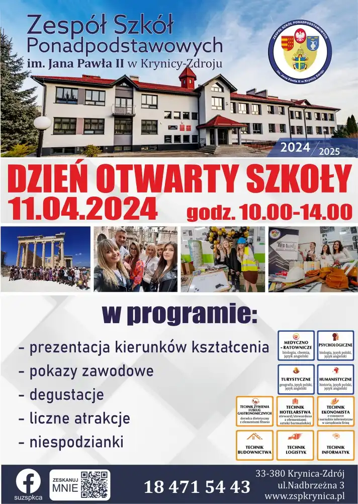 11 kwietnia Dzień otwarty w ZSP w Krynicy- Zdroju