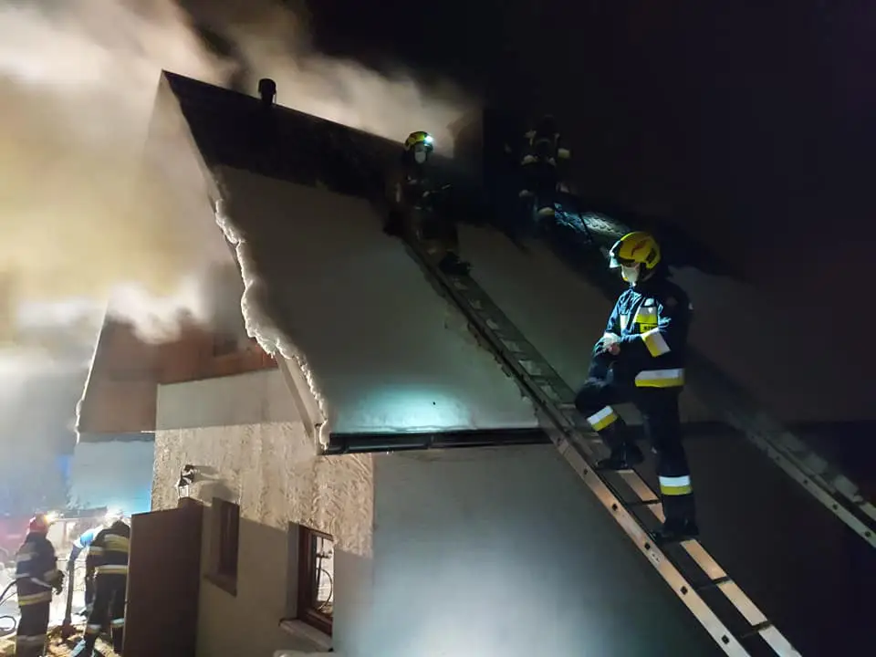 Pożar domku letniskowego w Łostówce