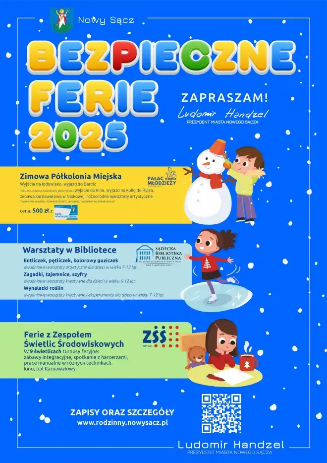 Bezpieczne Ferie 2025. Zimowa oferta pełna atrakcji dla dzieci i młodzieży w Nowym Sączu