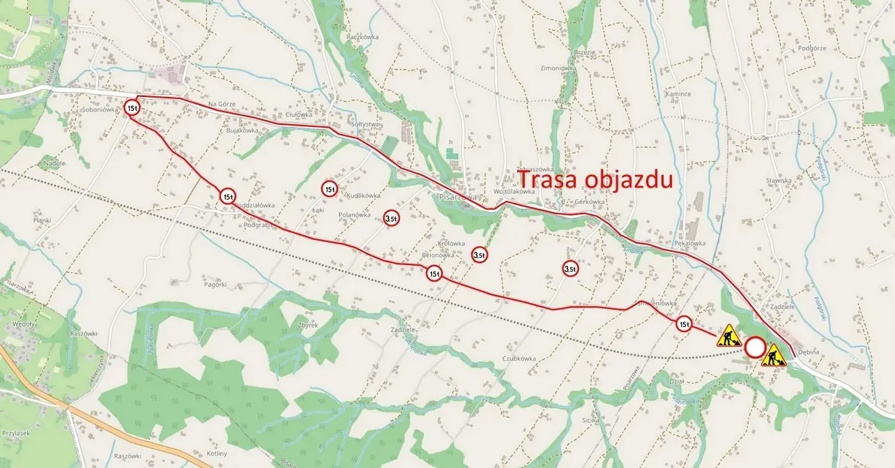 Uwaga kierowcy - czasowe utrudnienia na ul. Dział w Pisarzowej