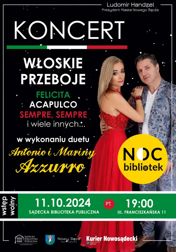 Noc Bibliotek 2024 w Nowym Sączu. Włoski wieczór pełen muzyki i książek