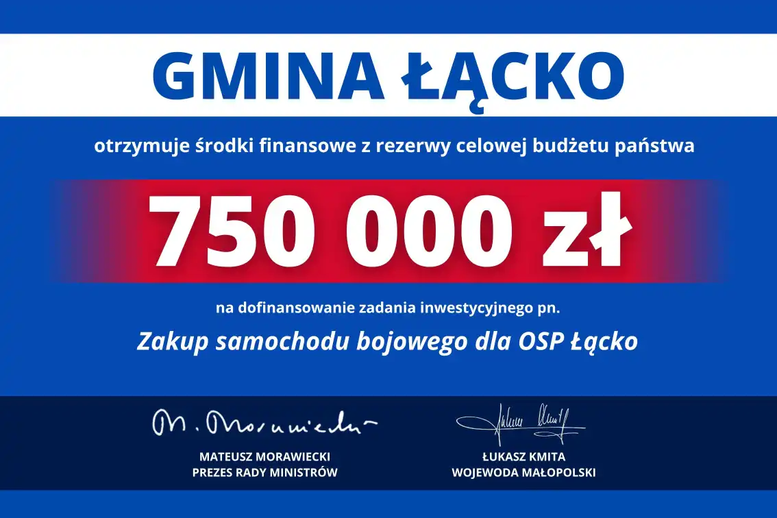 OSP Łącko z dofinansowaniem na zakup nowego samochodu bojowego