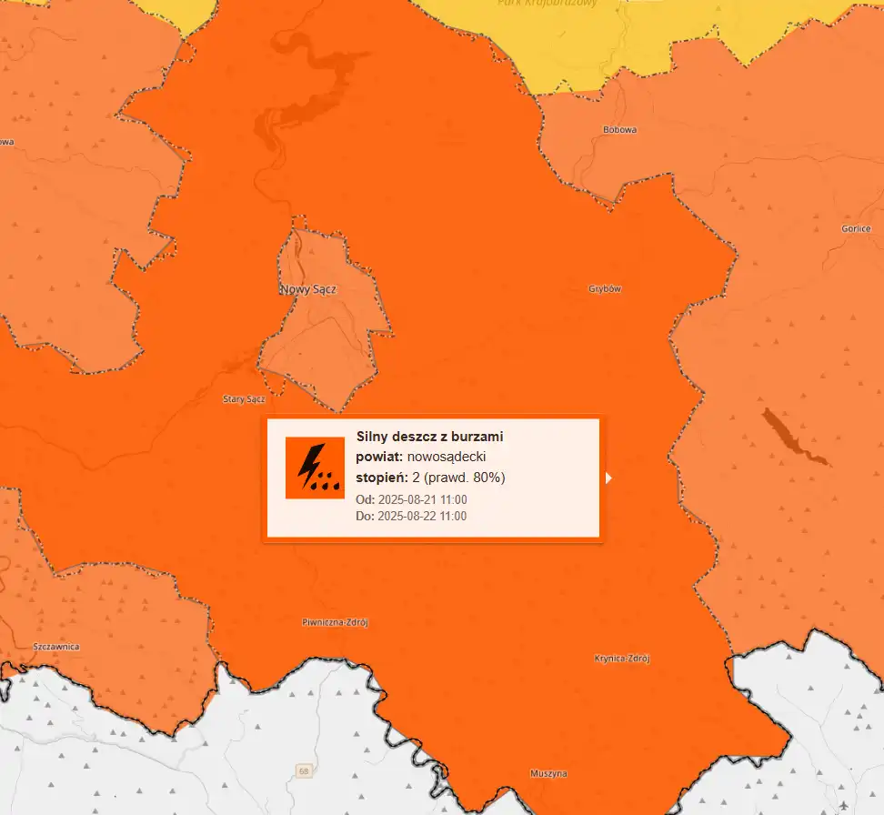 Idą burze i ulewy. IMGW wydało ostrzeżenia dla powiatu nowosądeckiego