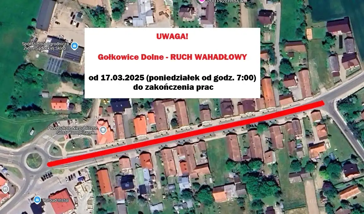 Uwaga kierowcy! Ruch wahadłowy w Gołkowicach Dolnych
