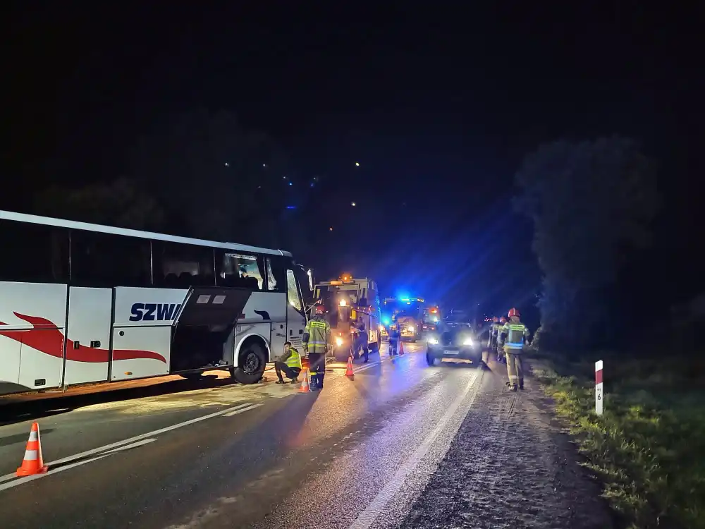 Tragiczny wypadek w Witowicach Górnych w relacji strażaków. W czołowym zderzeniu autobusu i osobówki zginęły dwie osoby