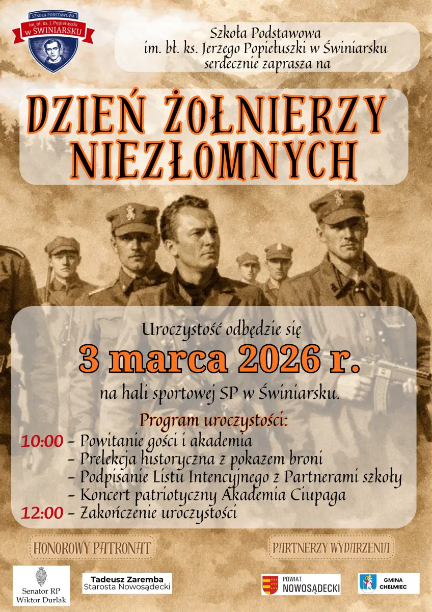 Świniarsko uczci Żołnierzy Niezłomnych. Akademia, prelekcja i koncert patriotyczny
