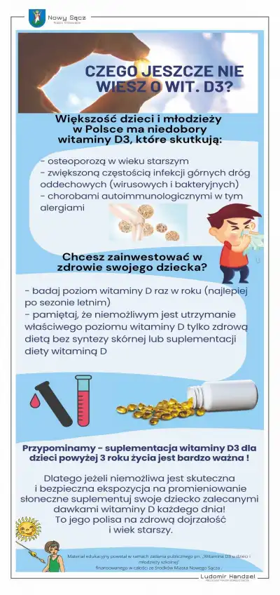 Nowy Sącz: Darmowe badanie poziomu witaminy D3 u dzieci i młodzieży szkolnej