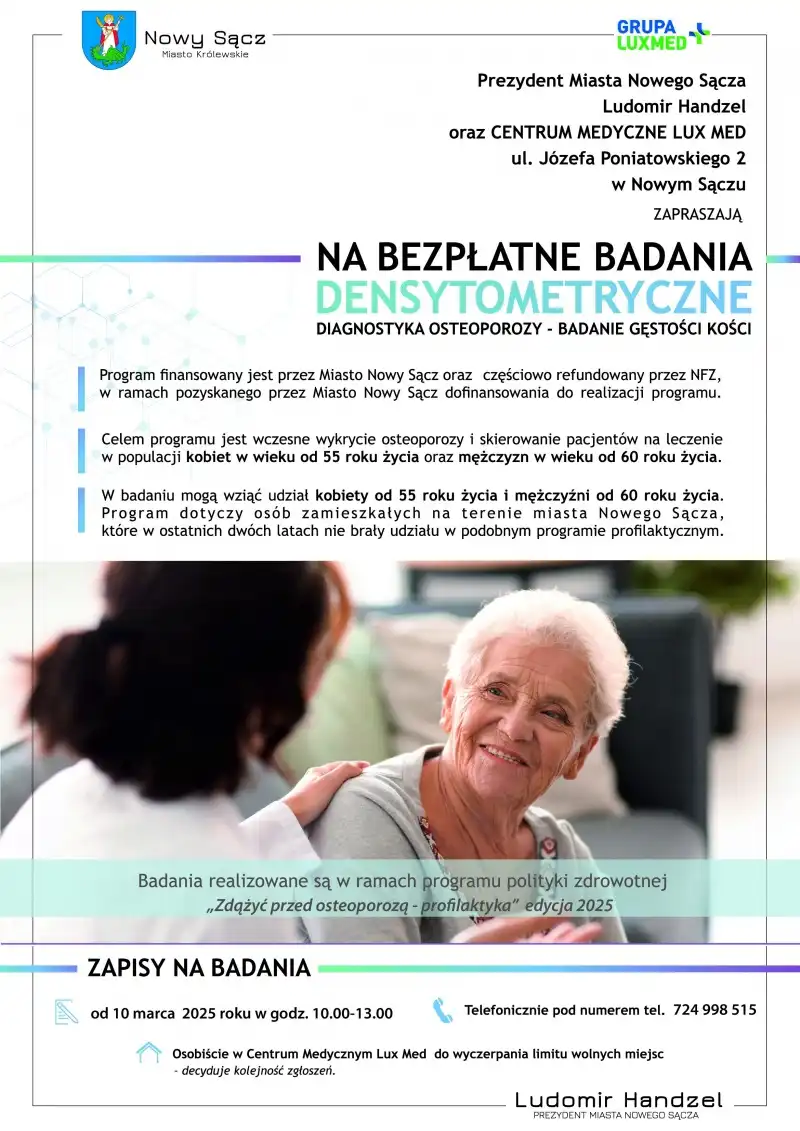 Bezpłatne badania gęstości kości w Nowym Sączu. Zadbaj o swoje zdrowie!