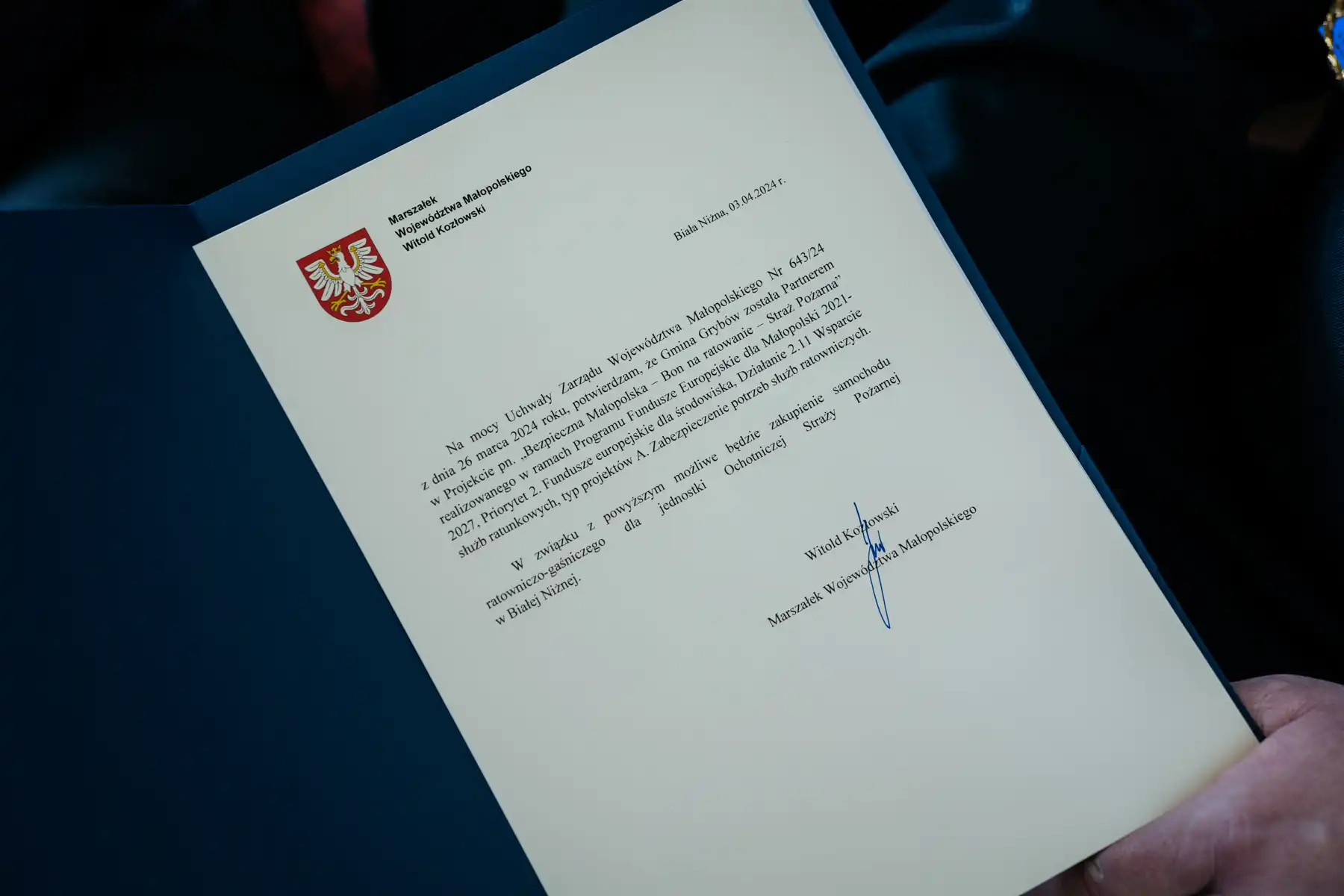OSP Biała Niżna otrzyma nowy wóz bojowy