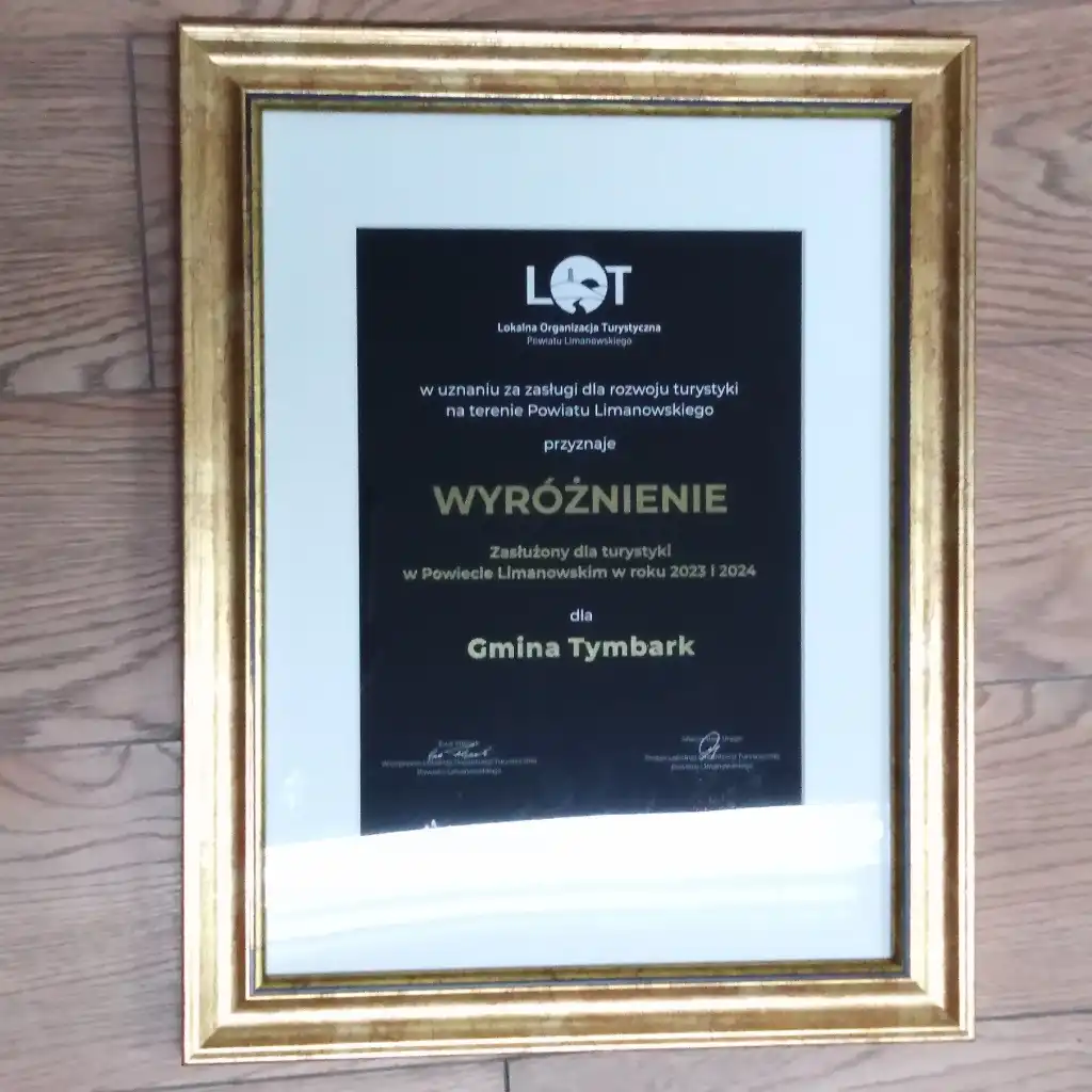 Gmina Tymbark z wyróżnieniem „Zasłużony dla turystyki w powiecie limanowskim”