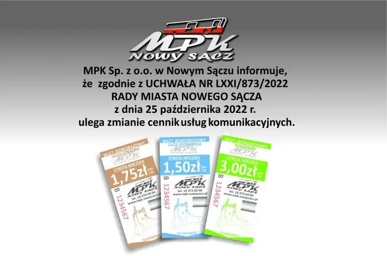 MPK: Od 1 grudnia zmiana cen biletów usług komunikacyjnych