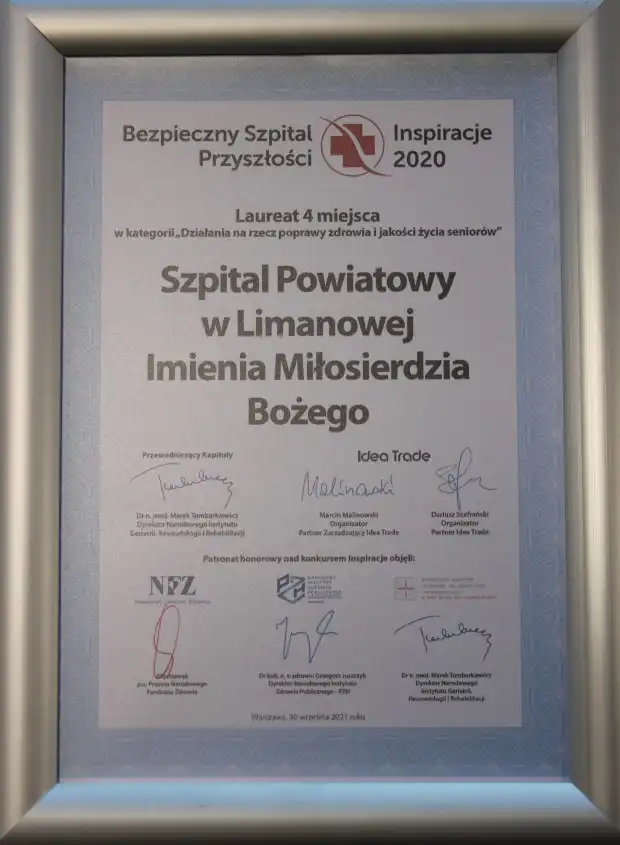 Szpital w Limanowej wyróżniony w konkursie Inspiracje 2020