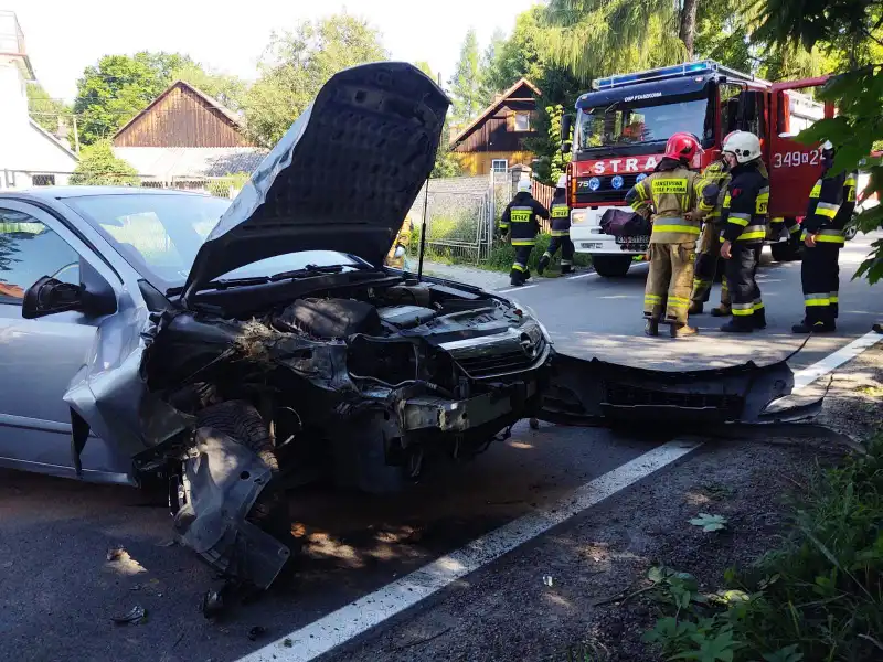 Ptaszkowa: stracił kontrolę nad autem i uderzył w drzewo