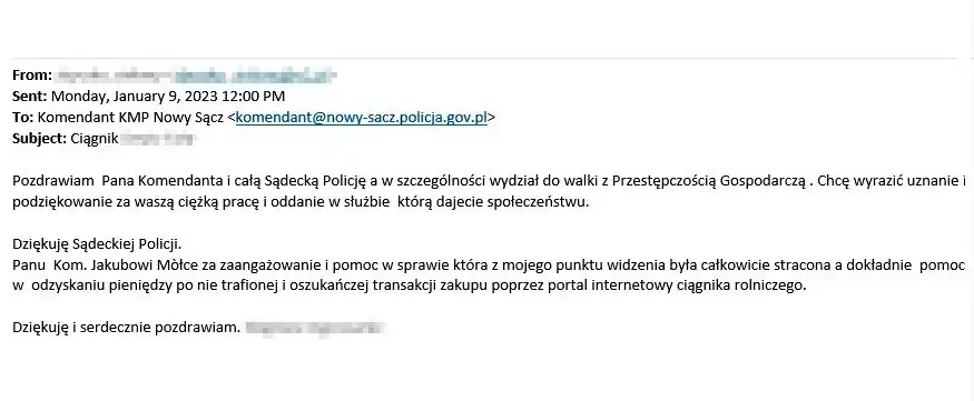 Kupił ciągnik przez Internet. Stracił kilkanaście tysięcy złotych