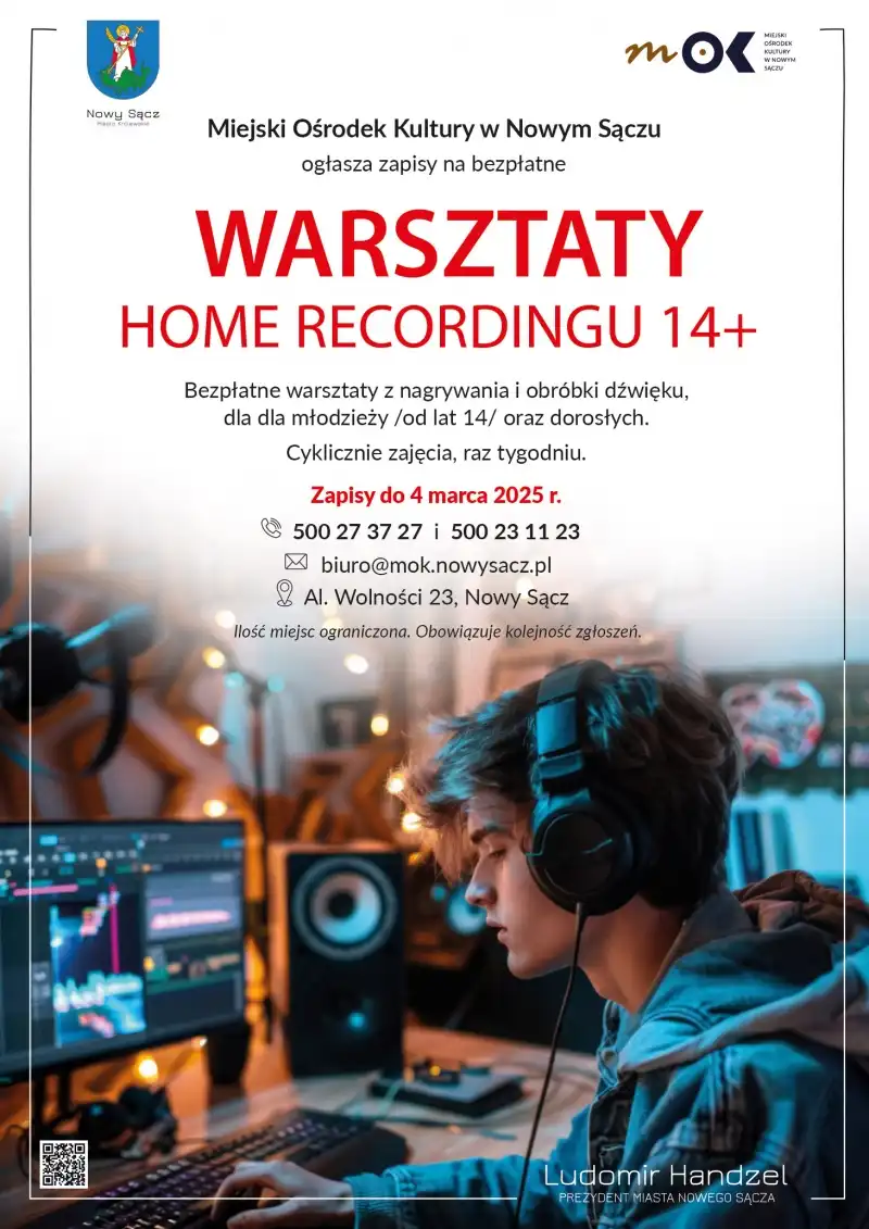 Bezpłatne warsztaty home recordingu w Miejskim Ośrodku Kultury w Nowym Sączu