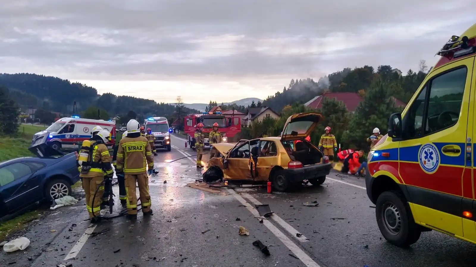 Wypadek w Nowej Wsi. 5 osób poszkodowanych w tym jedna ciężko