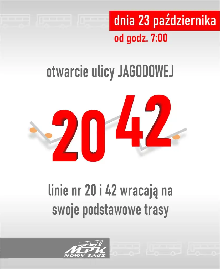 Uwaga pasażerowie! Ulica Jagodowa ponownie otwarta. Zmiany tras autobusów