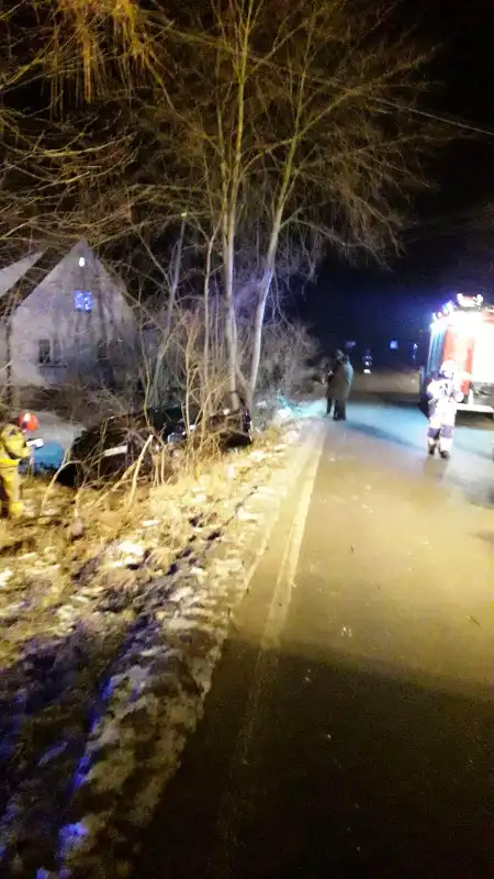 Koniuszowa. Samochód wypadł z drogi i uderzył w drzewo