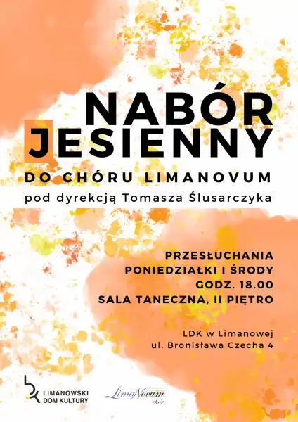 Chór LimaNovum rusza z jesiennym naborem. Dołącz do zespołu i rozwijaj swój talent!