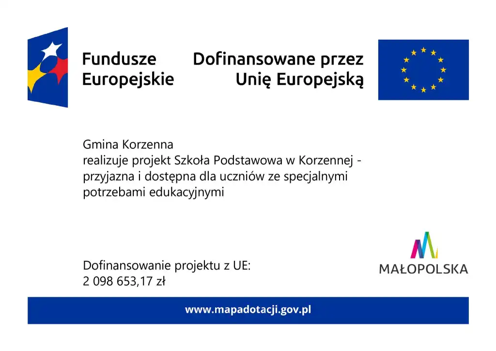 Gmina Korzenna zainwestuje w edukację bez barier - dzięki EFRR
