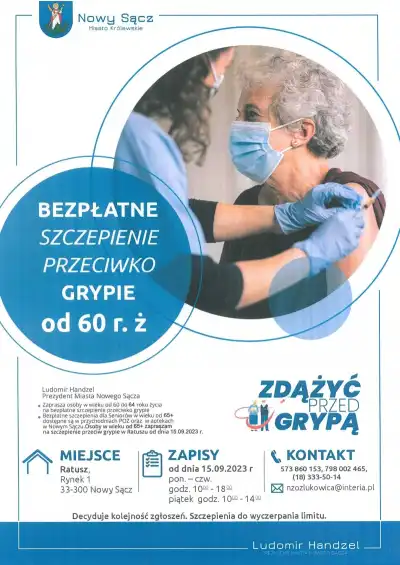 Szczepienia przeciwko grypie dla mieszkańców Miasta Nowego Sącza od 60 roku życia