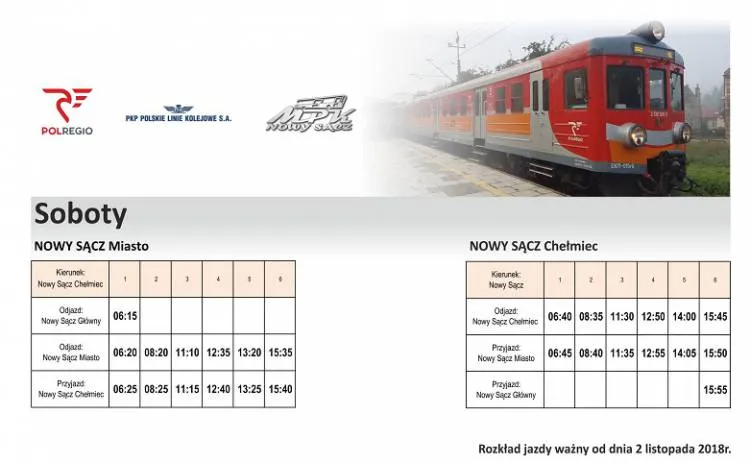 Sobotni rozkład jazdy szynobusu