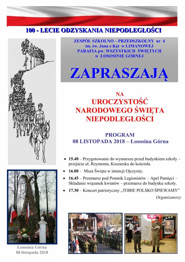 Uroczystość Narodowego Święta Niepodległości w Łososinie Górnej