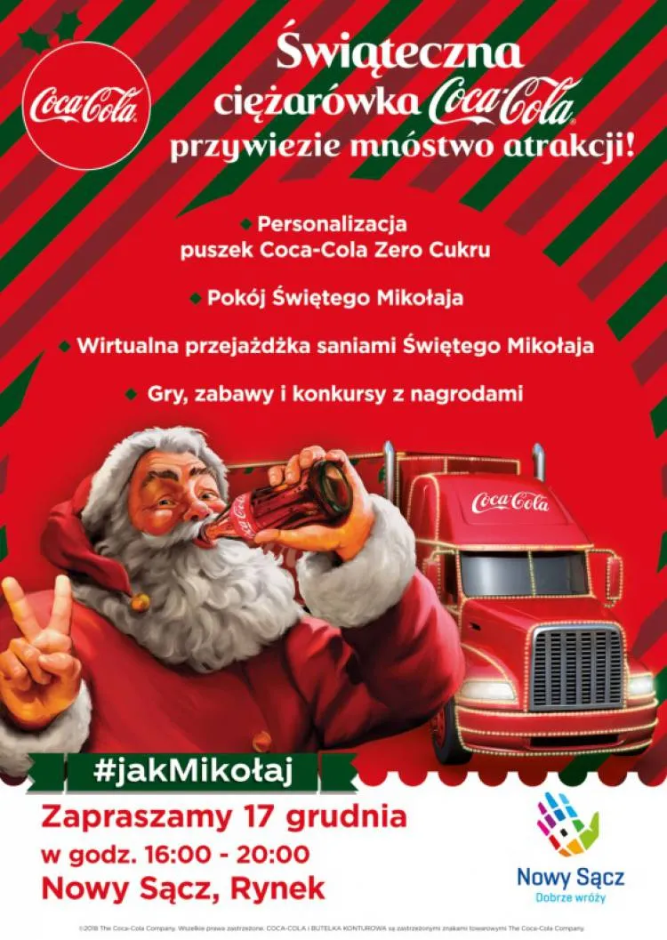Świąteczna Ciężarówka Coca - Coli ponownie w Nowym Sączu