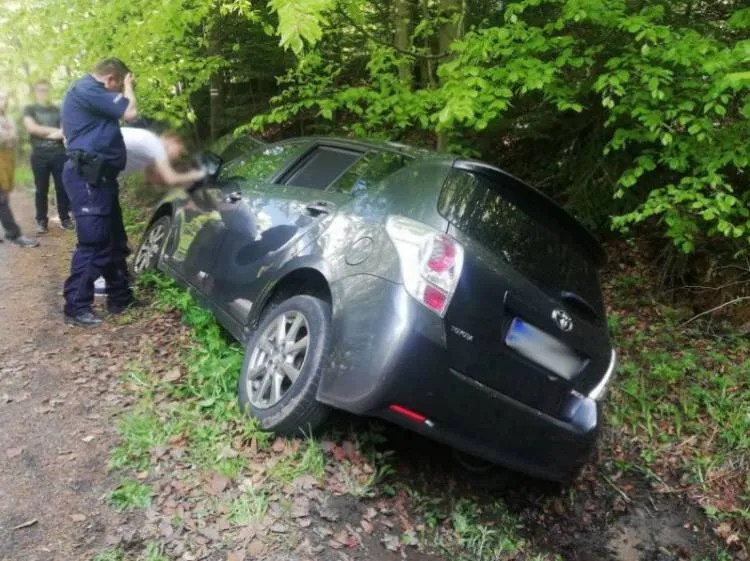 Zjechał z jezdni i wylądował w rowie