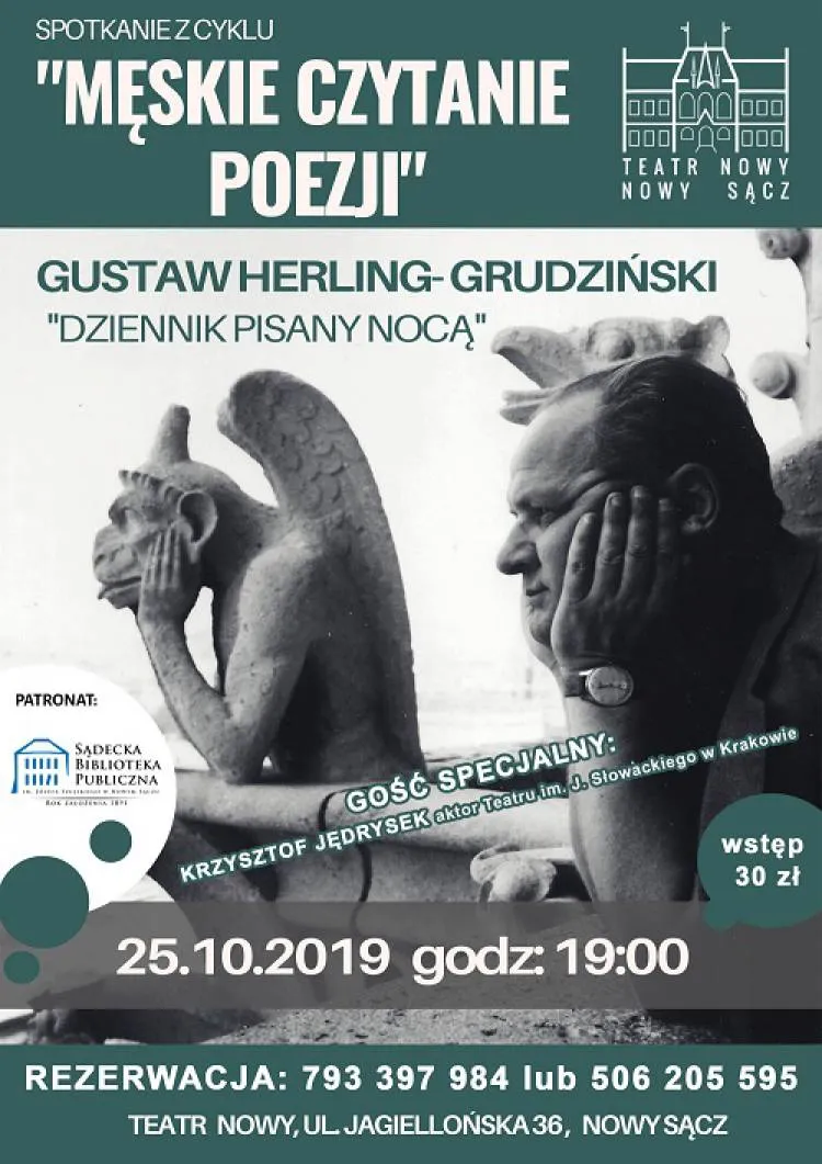 TEATR NOWY SĄCZ zaprasza na cykl spotkań MĘSKIE CZYTANIE POEZJI 