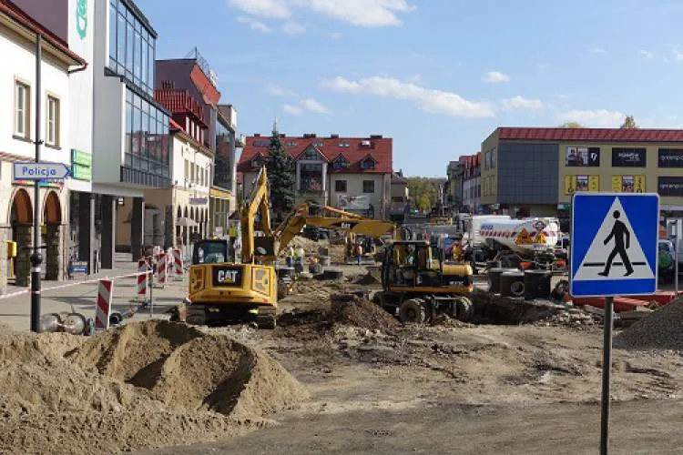Rynek w Limanowej rozkopany