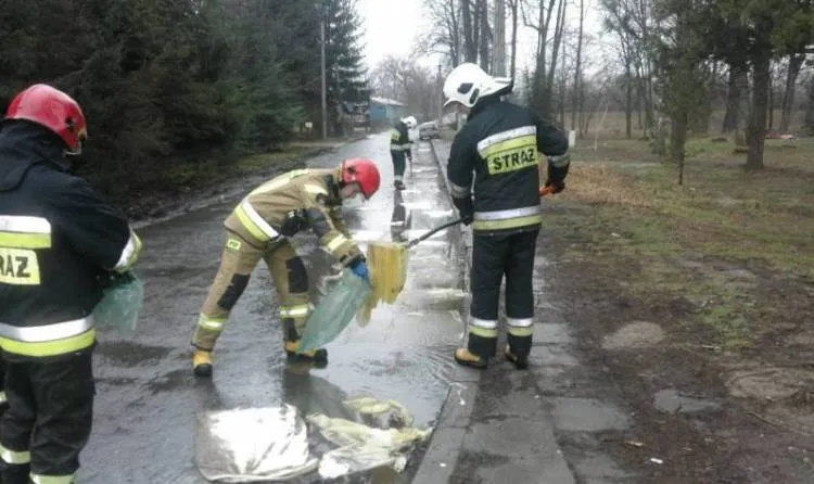 Strażacy usuwali plamy oleju na nowosądeckich drogach