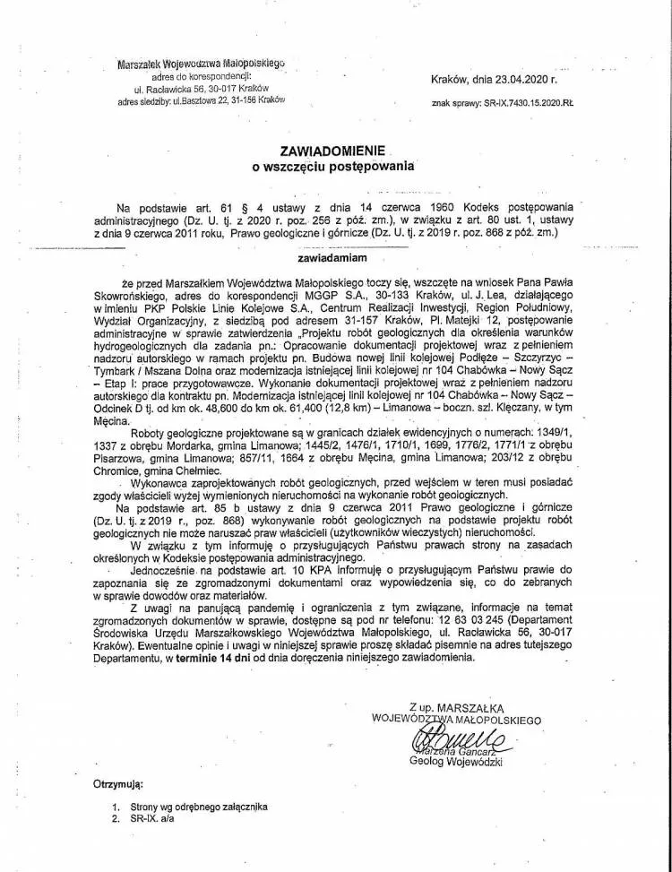 zatwierdzenia Projektu robót geologicznych