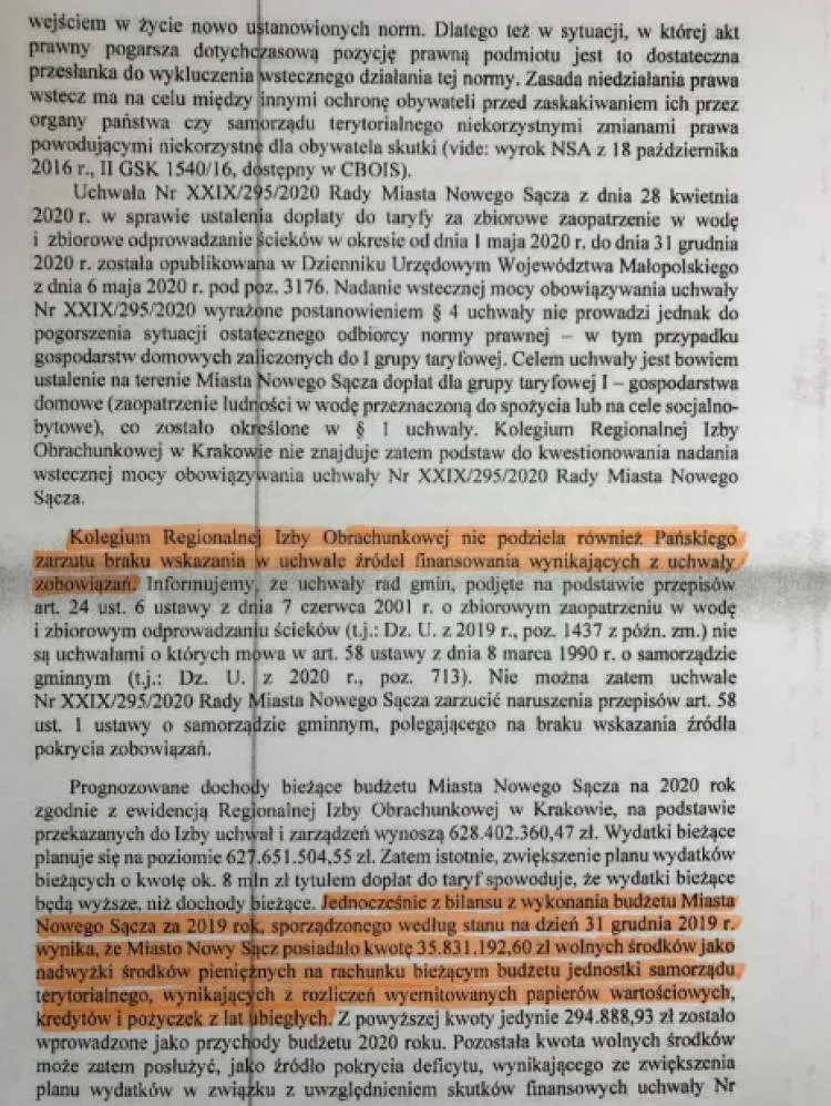 dopłaty do wody i ścieków Nowy Sącz