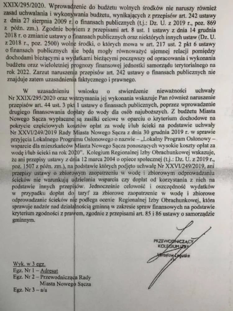 dopłaty do wody i ścieków Nowy Sącz