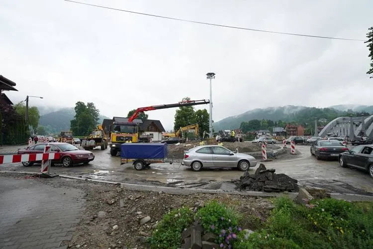 Trwa przebudowa ronda w Krościenku nad Dunajcem