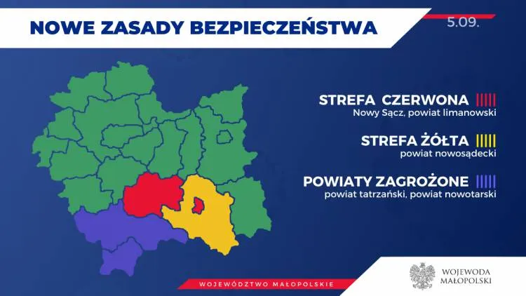 Nowy Sącz w dalszym ciągu na czerwono. Powiat limanowski dołącza do czerwonej strefy