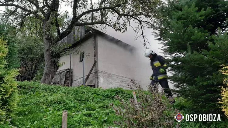 Pożar budynku gospodarczego w Obidzy