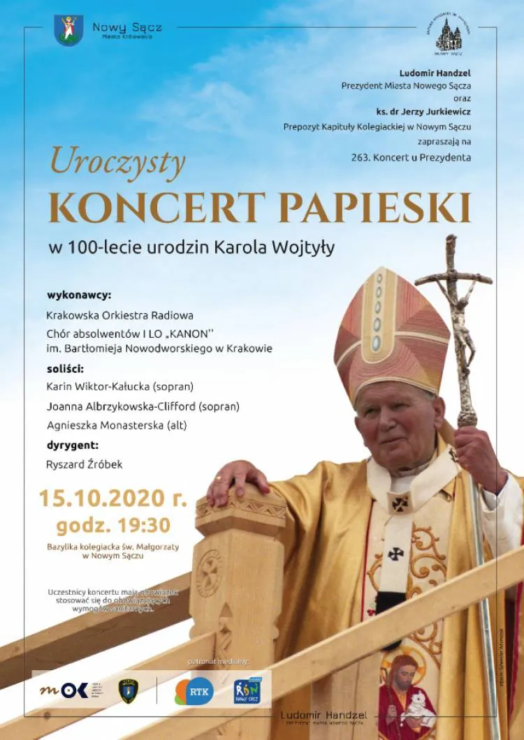 15 października w Bazylice św. Małgorzaty uroczysty Koncert Papieski w 100-lecie urodzin Karola Wojtyły