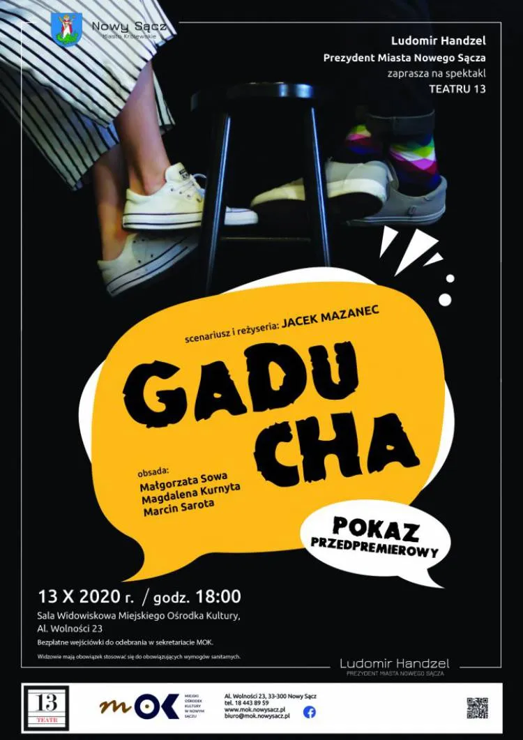 Już w październiku w MOK Spektakl Teatru 13 pt. „GADUCHA”
